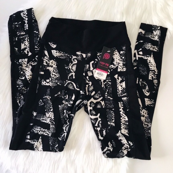 ✨HP✨ POP Fit Mesh Panel Funky Print Yoga Sport Pant Legging Small - Picture 3 of 5